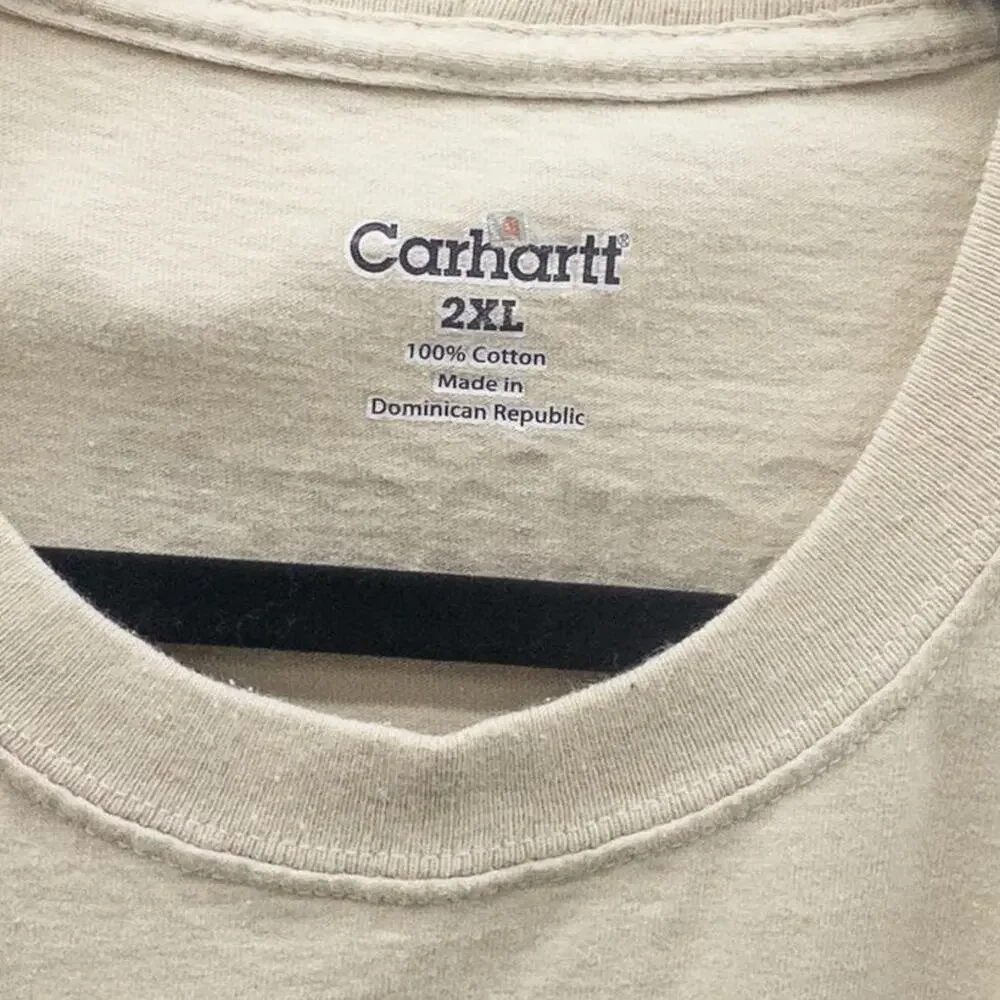Carhartt K231 Long Sleeve Logo T Shirt 2XL Tan Mens Heavyweight Workwear Tee